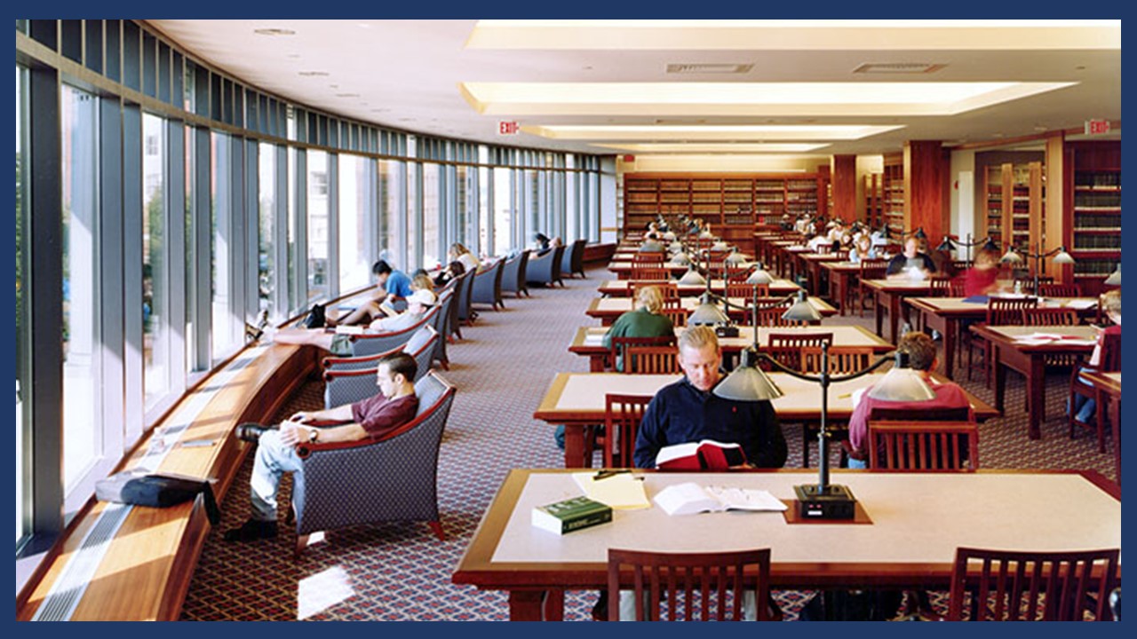students studying in the law library
