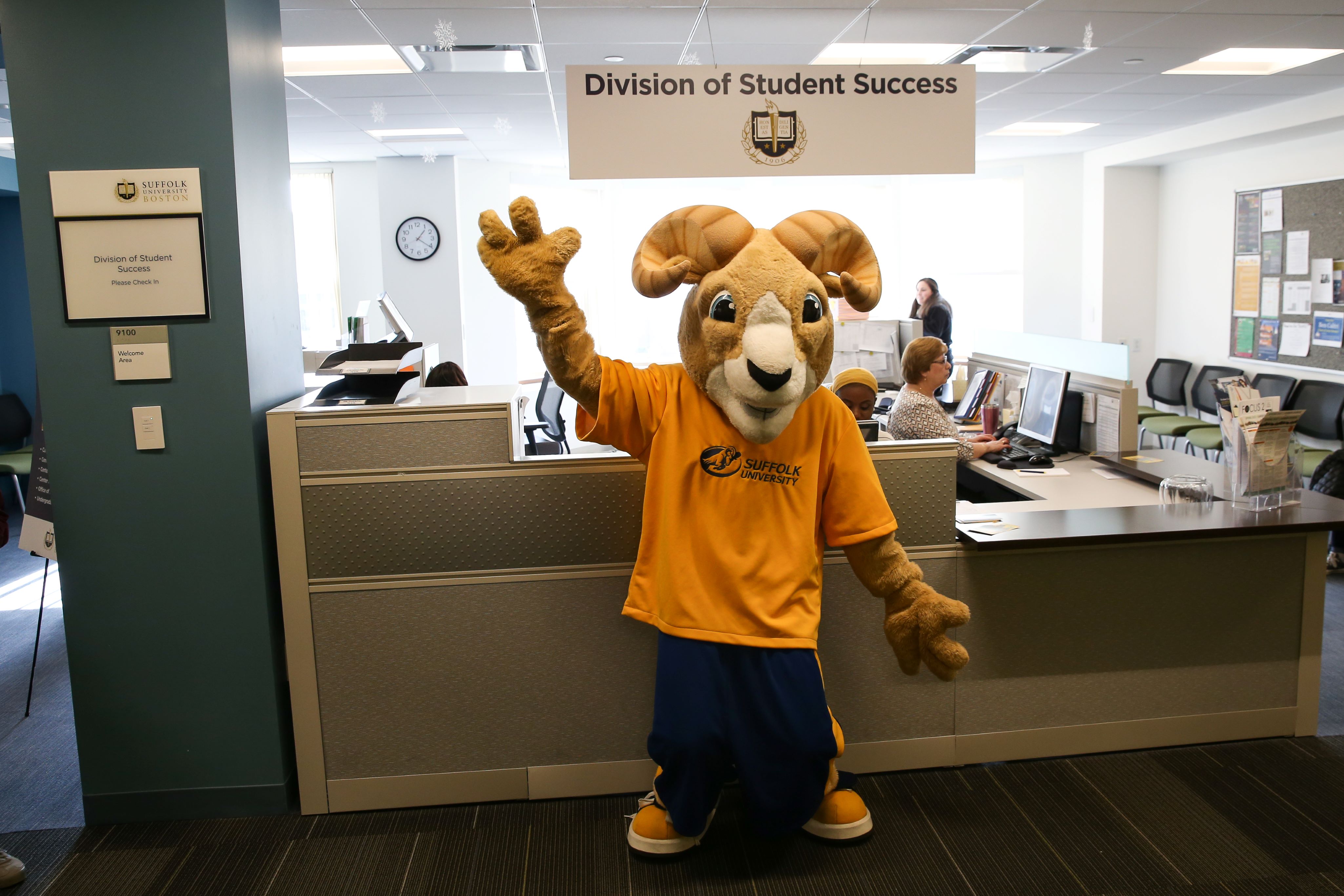 Rammy at the welcome reception area in the Division of Student Success