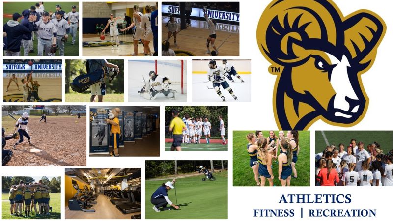 Photos of student athletes and the RAM logo